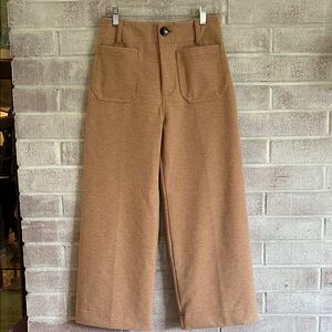 Maeve “the colette” crop Tan Wide-Leg Pants
